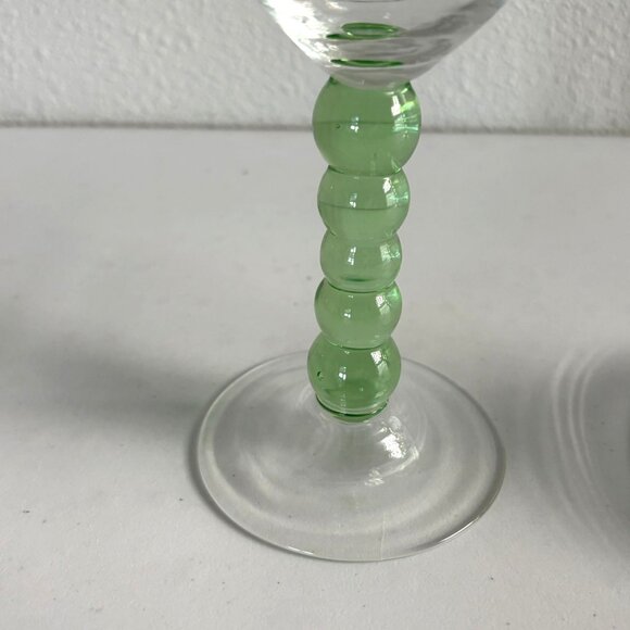 Midori Martini Glass Set of 2 Glasses Green Bubble Stem Melonball Logo - Picture 5 of 8
